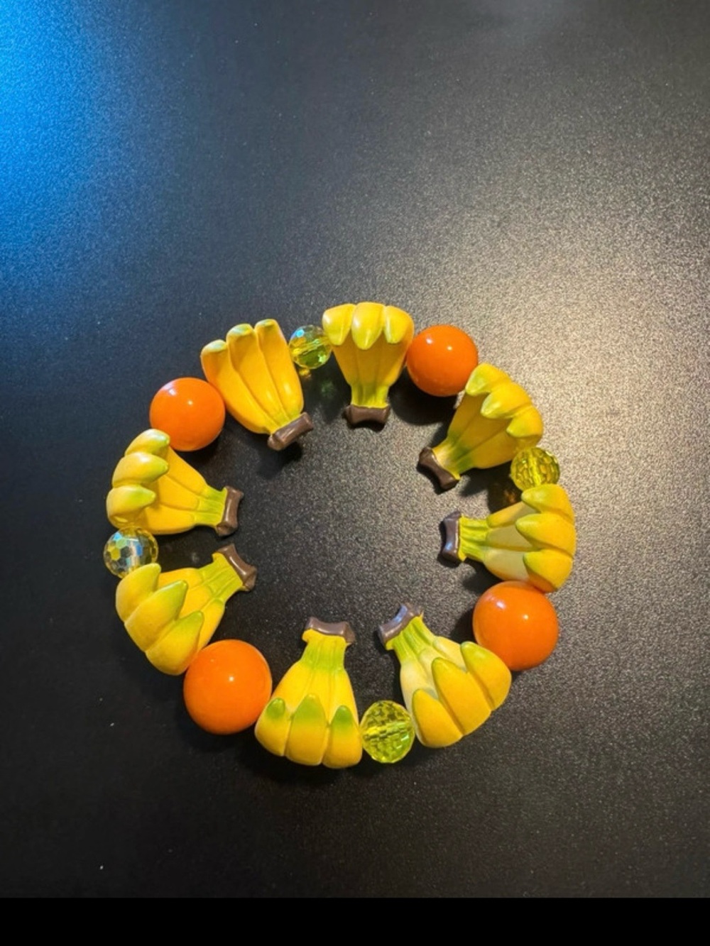 Yellow Banana Bead Stretch Bracelet for Kids